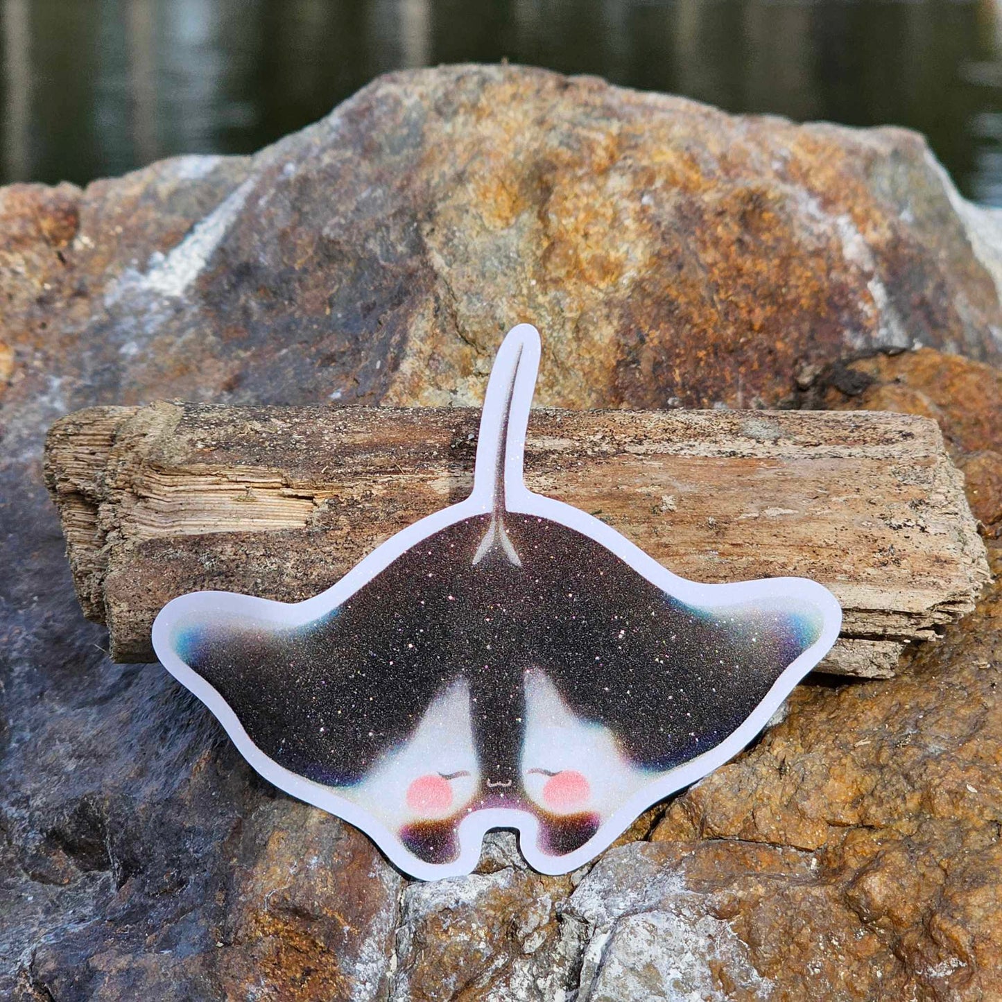 Manta Ray Sand Glitter Frosted Sticker