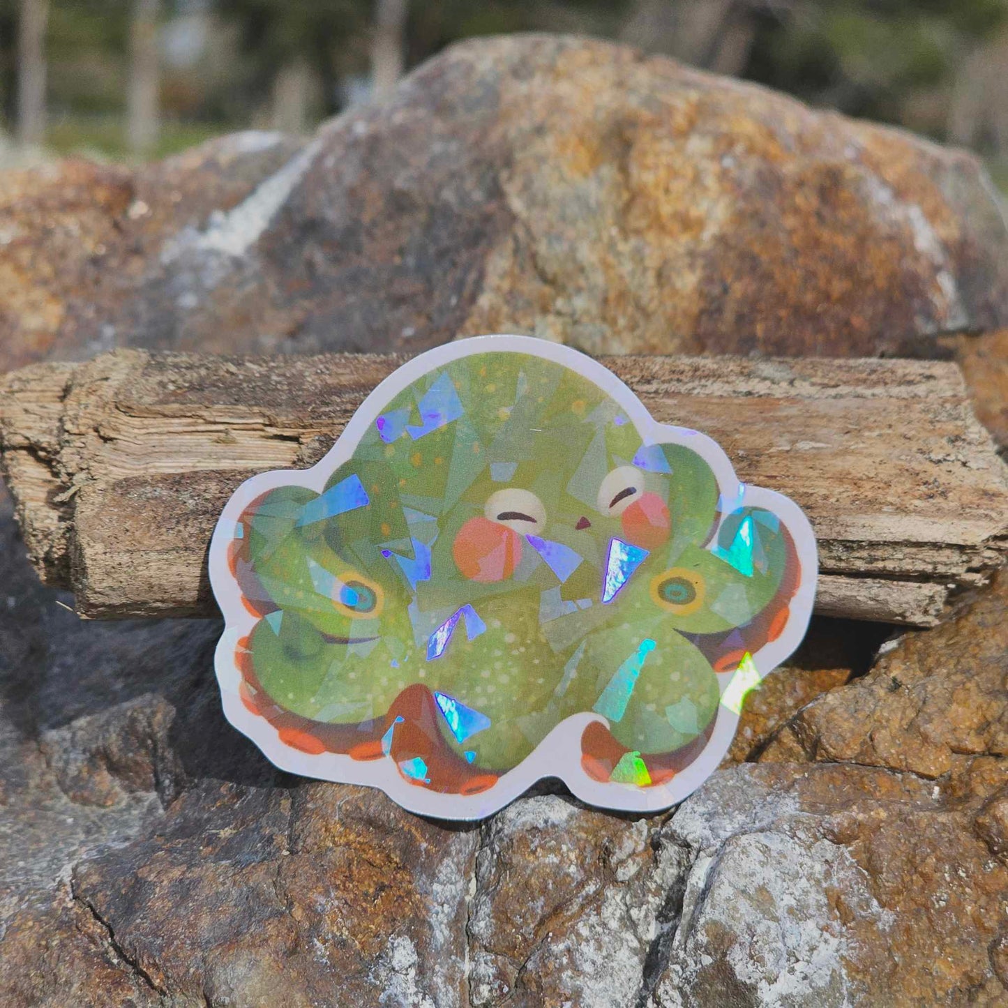 California Two-Spot Octopus Vinyl Holographic Sticker