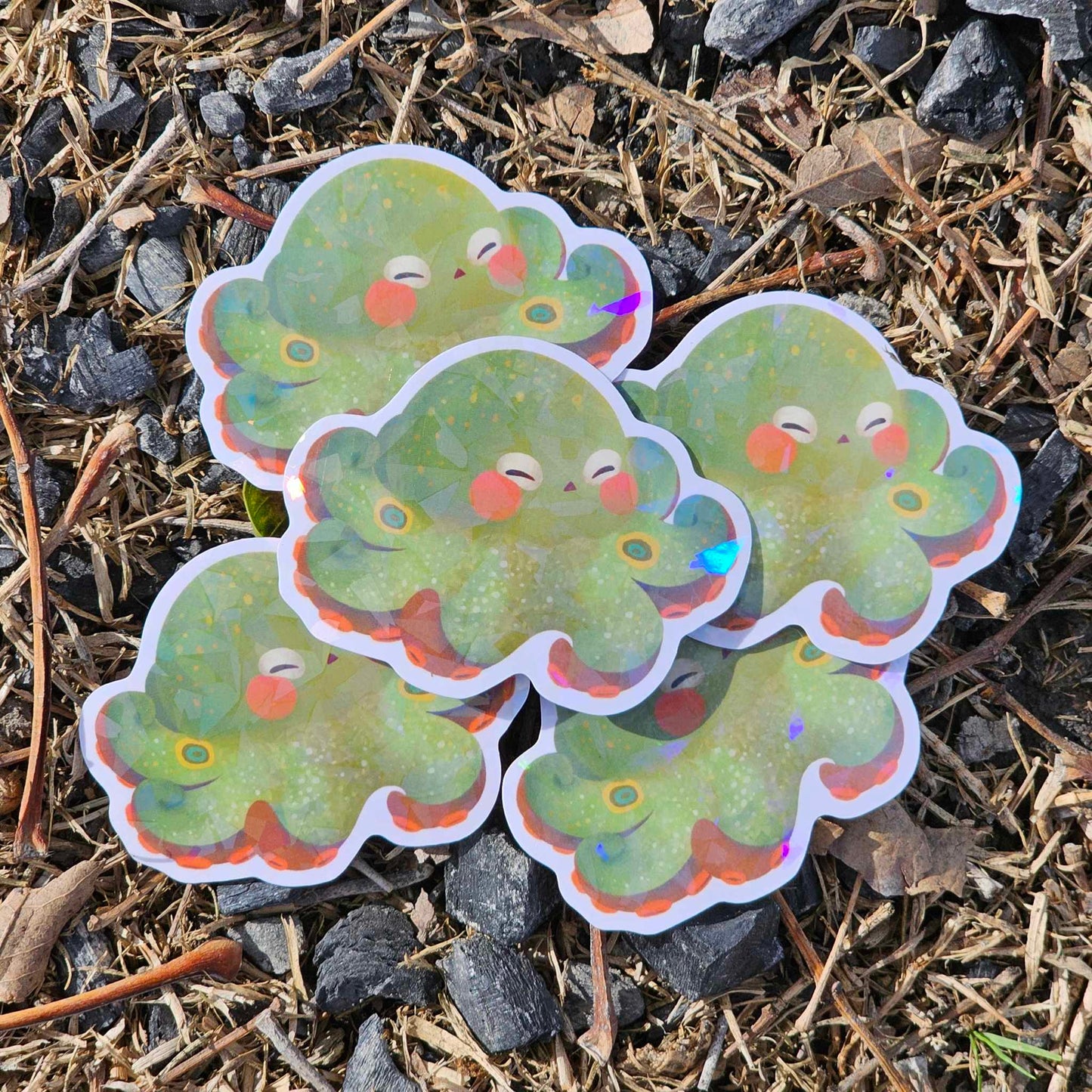 California Two-Spot Octopus Vinyl Holographic Sticker