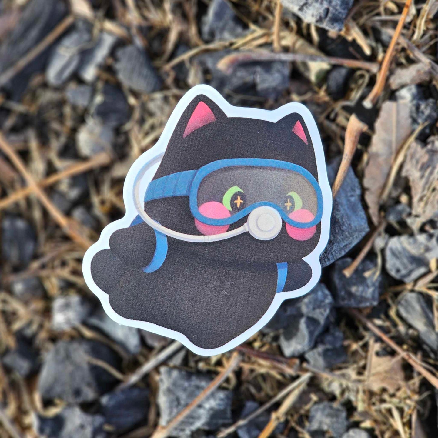 Scuba Diving Cat Matte Vinyl Sticker