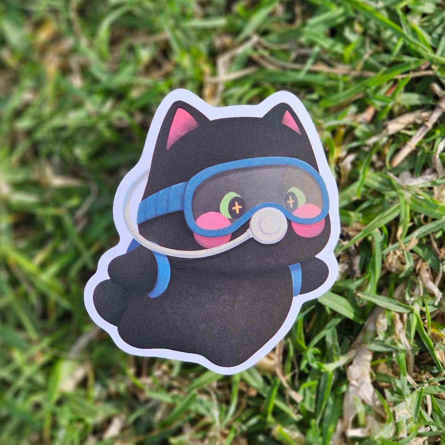 Scuba Diving Cat Matte Vinyl Sticker