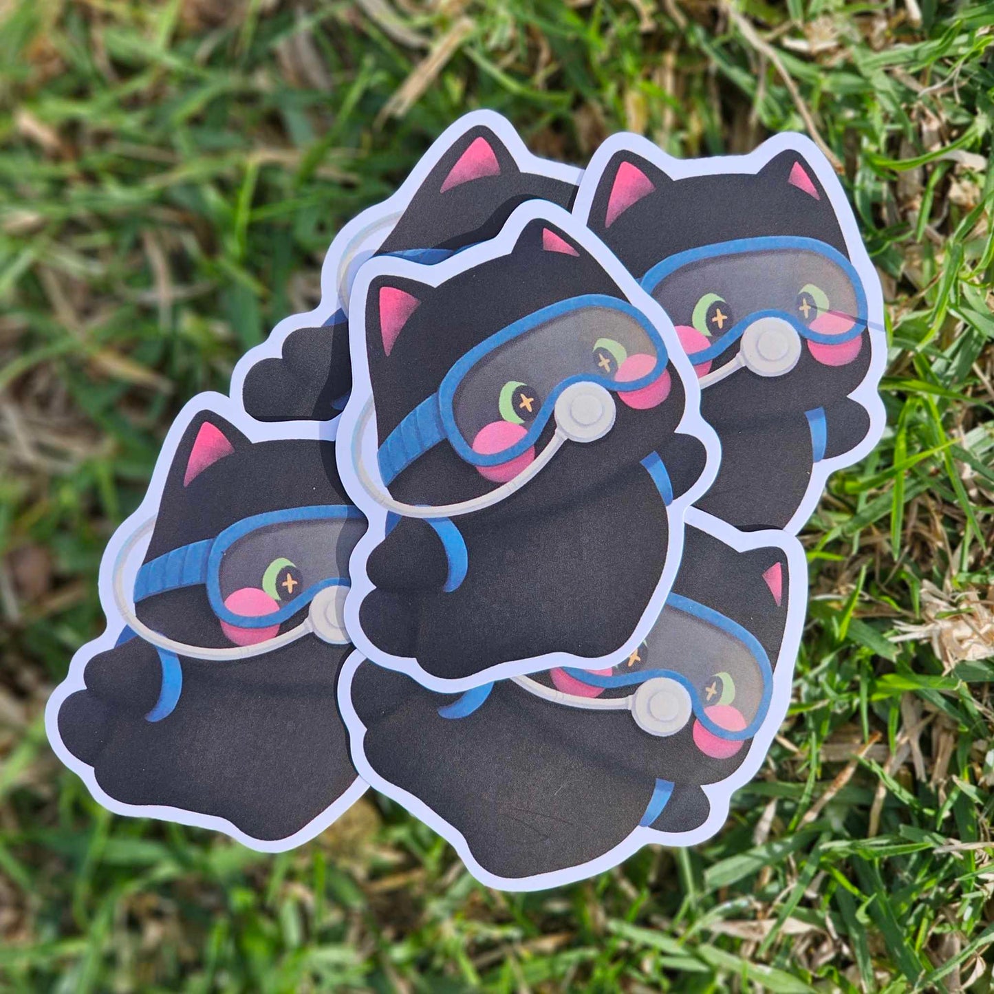 Scuba Diving Cat Matte Vinyl Sticker